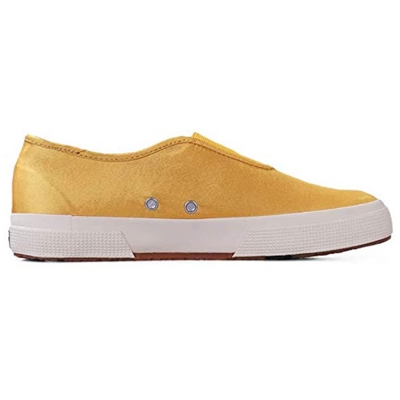 SUPERGA X ALEXA CHUNG MUSTARD SATIN SHOES - Picture 3 of 7